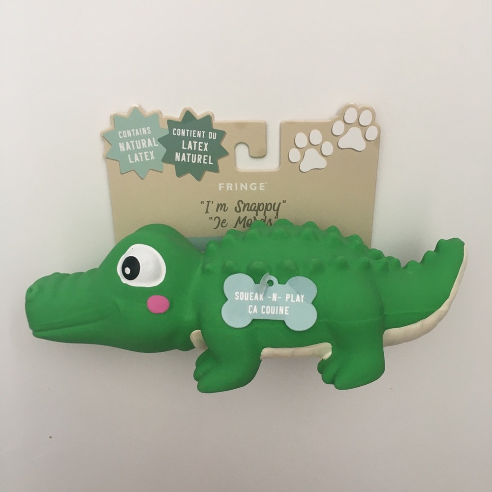 NEW Dog Toy Latex with Squeaker Green “I’m Snappy” | Fringe